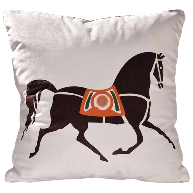 Декоративная подушка Hermes Horse 78 Белый Коричневый Оранжевый Декоративная подушка Hermes Horse 78 Белый Коричневый Оранжевый в Тюмени | Loft Concept