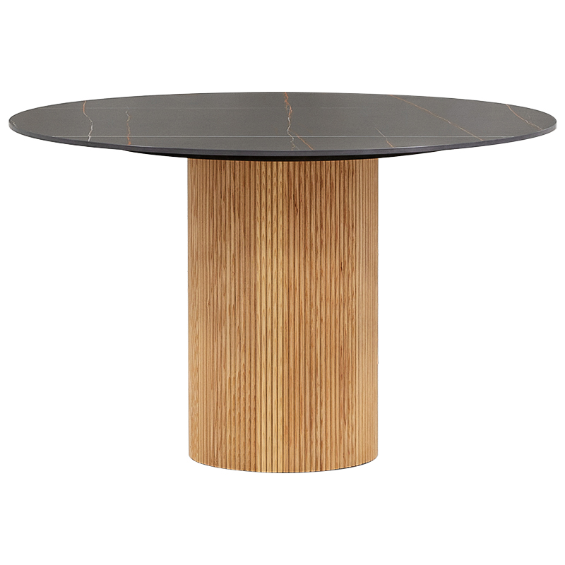 Круглый обеденный стол Malcolm Stone Dinner Table Черный Древесина Круглый обеденный стол Malcolm Stone Dinner Table Черный Древесина в Тюмени | Loft Concept