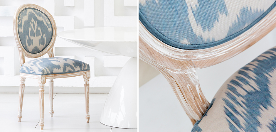 Мягкий стул со светло-голубым узором Ikat Pattern Мягкий стул со светло-голубым узором Ikat Pattern - Loft-Concept в Тюмени