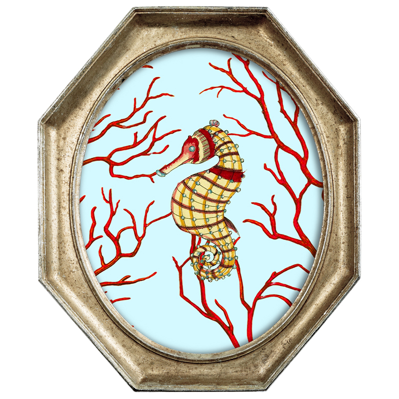 Картина Seahorse in Coral Мульти Золотой Картина Seahorse in Coral Мульти Золотой в Тюмени | Loft Concept