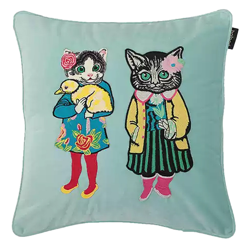 Декоративная подушка с вышивкой Стиль Gucci Two Kittens Cushion Mint Мульти Мятный Декоративная подушка с вышивкой Стиль Gucci Two Kittens Cushion Mint Мульти Мятный в Тюмени | Loft Concept
