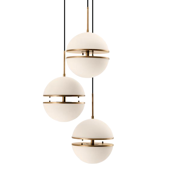 Люстра Hanging Lamp Spiridon Triple Латунь Античная полированная Белый Люстра Hanging Lamp Spiridon Triple Латунь Античная полированная Белый в Тюмени | Loft Concept