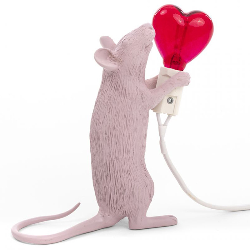 Настольная лампа Seletti Mouse Step Love USB Белый Красный Настольная лампа Seletti Mouse Step Love USB Белый Красный в Тюмени | Loft Concept