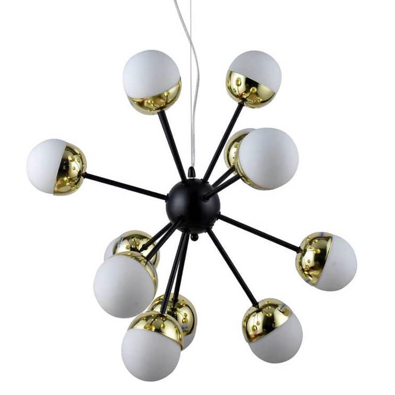 Люстра Sputnik White and Gold Globe Chandelier 12 Черный Золотой Белый Люстра Sputnik White and Gold Globe Chandelier 12 Черный Золотой Белый в Тюмени | Loft Concept