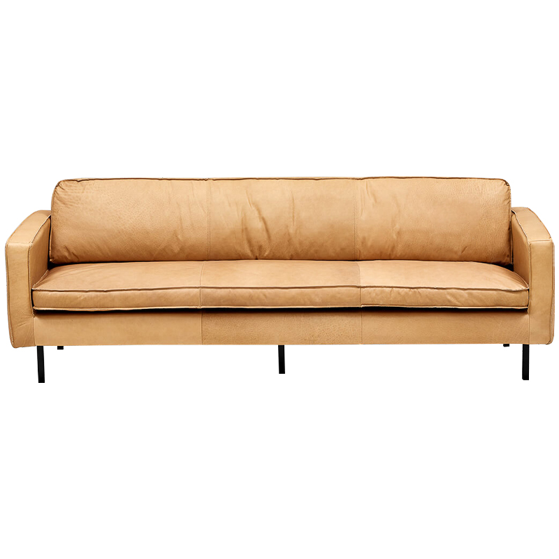 Диван кожаный Adrian Beige Leather Sofa Бежевый Черный Диван кожаный Adrian Beige Leather Sofa Бежевый Черный в Тюмени | Loft Concept