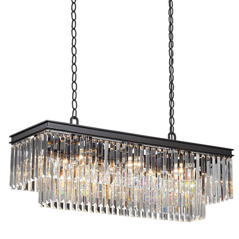Люстра RH 1920s Odeon Clear Glass Rectangular Chandelier Black iron 100 Черный матовый Прозрачное Стекло Люстра RH 1920s Odeon Clear Glass Rectangular Chandelier Black iron 100 Черный матовый Прозрачное Стекло в Тюмени | Loft Concept