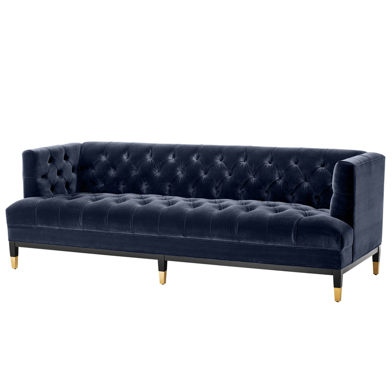 Диван Eichholtz Sofa Castelle midnight blue Темно-синий Черный Латунь Диван Eichholtz Sofa Castelle midnight blue Темно-синий Черный Латунь в Тюмени | Loft Concept