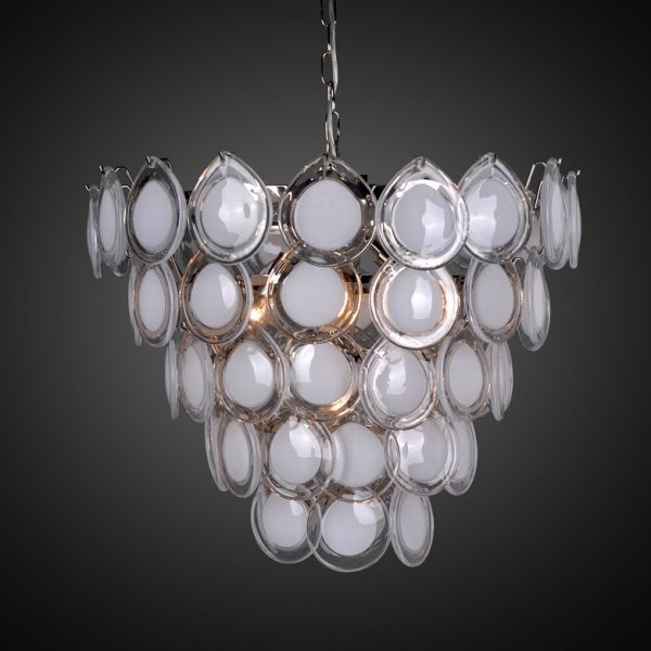 Люстра Vistosi glass disc chandelier Хром Белый Люстра Vistosi glass disc chandelier Хром Белый в Тюмени | Loft Concept