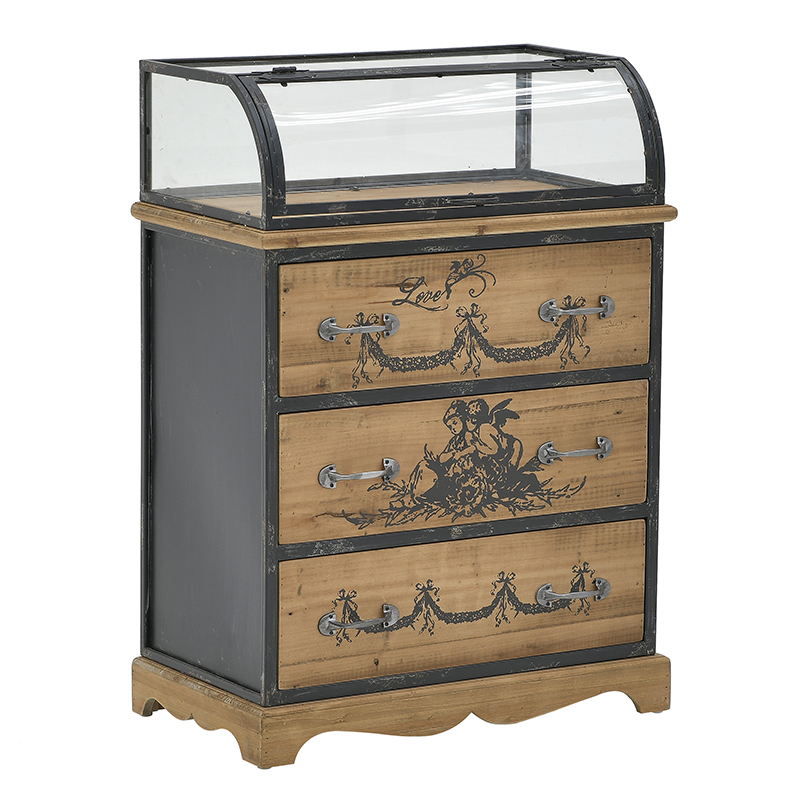 Комод со стеклянной витриной в стиле прованс Lesia Chest of Drawers Черный Коричневый Комод со стеклянной витриной в стиле прованс Lesia Chest of Drawers Черный Коричневый в Тюмени | Loft Concept