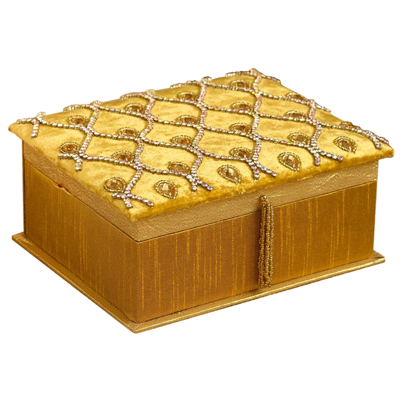 Шкатулка с вышивкой из бисера Felicia Beads Embroidery Box Золотой Шкатулка с вышивкой из бисера Felicia Beads Embroidery Box Золотой в Тюмени | Loft Concept