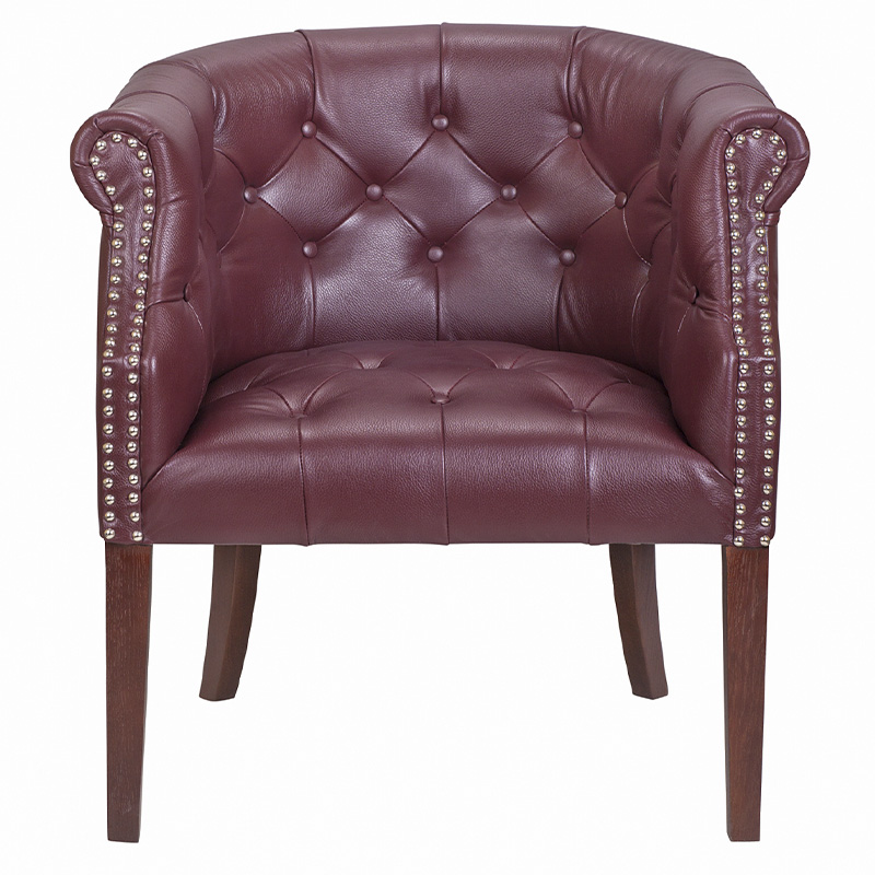 Кресло низкое из натуральной кожи на 4-х деревянных ножках из массива бука Chloe Leather Armchair vine Бордовый Коричневый Кресло низкое из натуральной кожи на 4-х деревянных ножках из массива бука Chloe Leather Armchair vine Бордовый Коричневый в Тюмени | Loft Concept