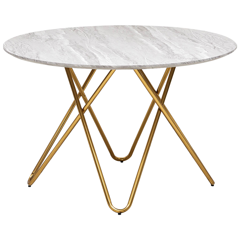 Обеденный круглый стол Alanis Round Dinner Table Золотой Белый Серый Обеденный круглый стол Alanis Round Dinner Table Золотой Белый Серый в Тюмени | Loft Concept