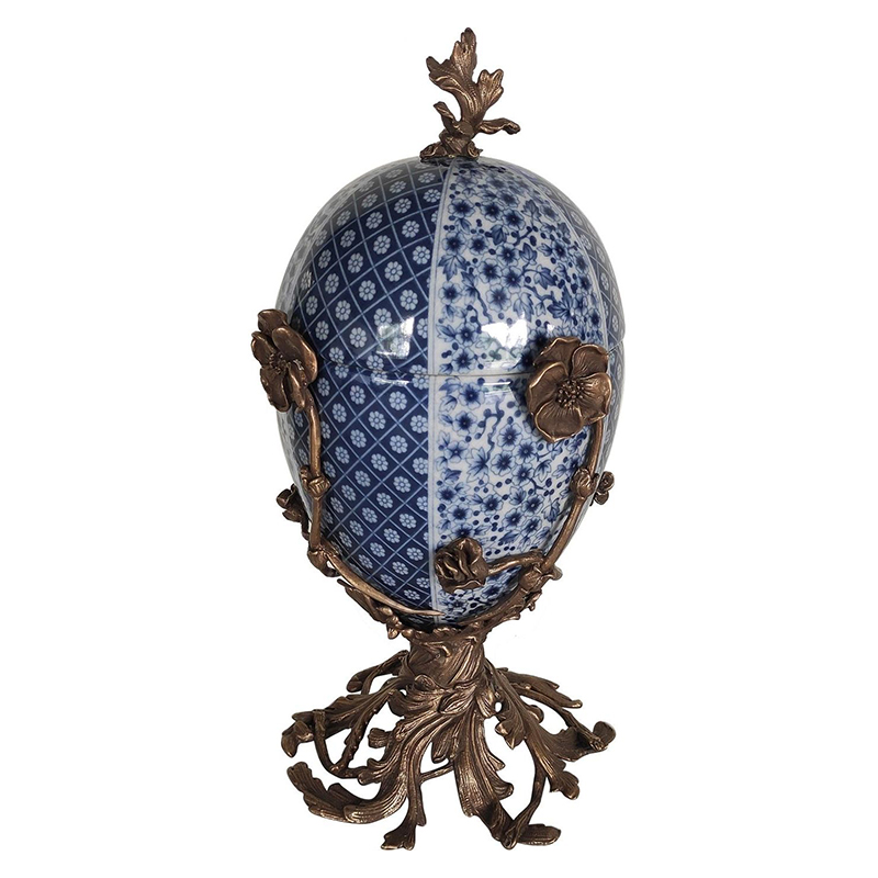 Шкатулка фарфоровая на бронзовой подставке Porcelain & Bronze Синий Бронза Шкатулка фарфоровая на бронзовой подставке Porcelain & Bronze Синий Бронза в Тюмени | Loft Concept