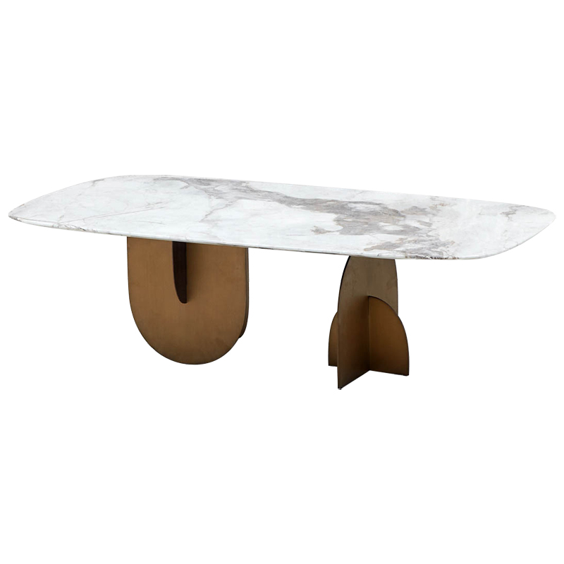 Кофейный стол Aoife Marble Dining Table Латунь Белый Мрамор Bianco Серый Кофейный стол Aoife Marble Dining Table Латунь Белый Мрамор Bianco Серый в Тюмени | Loft Concept
