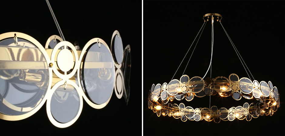 Люстра с дымчатым стеклом Golden Circles Люстра с дымчатым стеклом Golden Circles - Loft-Concept в Тюмени