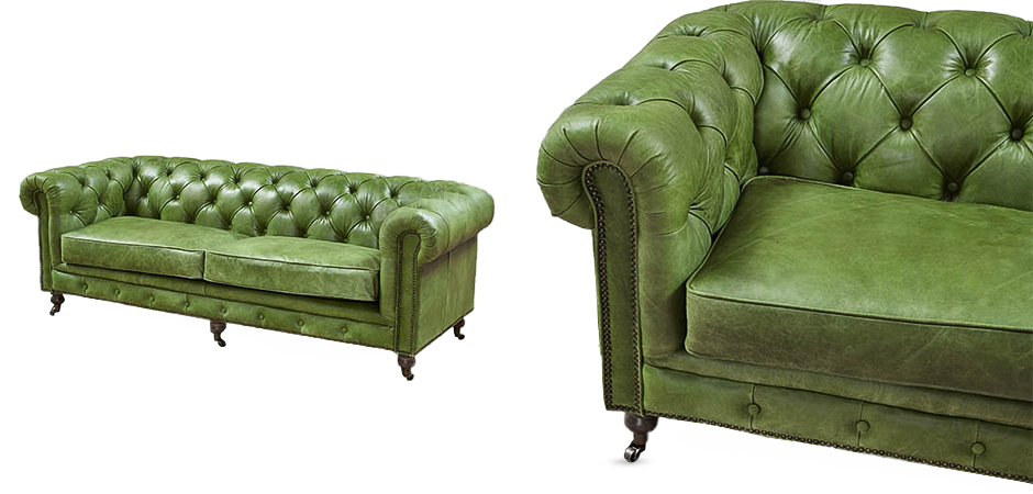 Диван Chesterfield leather Sofa green Диван Chesterfield leather Sofa green - Loft-Concept в Тюмени