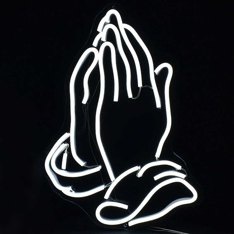 Неоновая настенная лампа Praying Hands Neon Wall Lamp Белый Прозрачный Неоновая настенная лампа Praying Hands Neon Wall Lamp Белый Прозрачный в Тюмени | Loft Concept