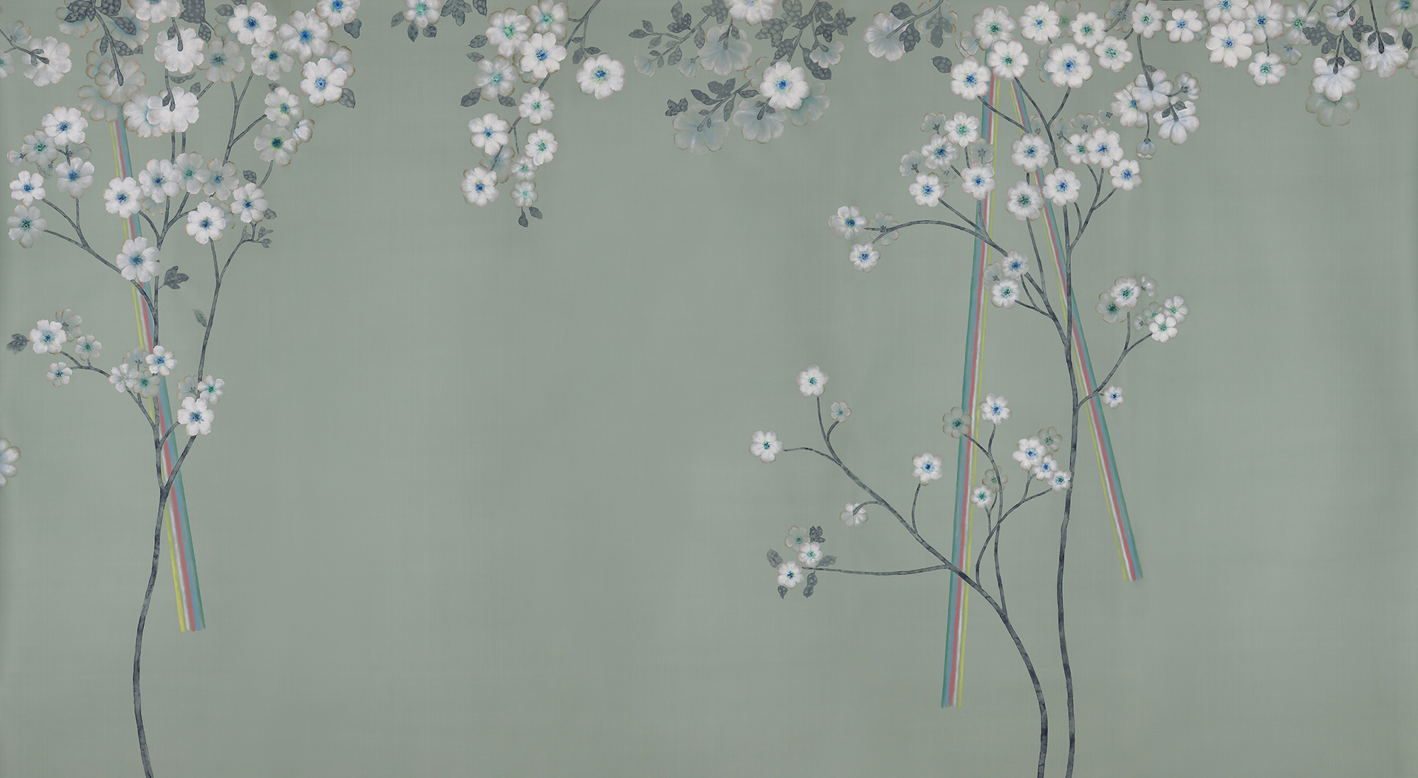 Обои ручная роспись Anemones in Light Daybreak on Blue Grey dyed silk Обои ручная роспись Anemones in Light Daybreak on Blue Grey dyed silk - постер Loft-Concept в Тюмени