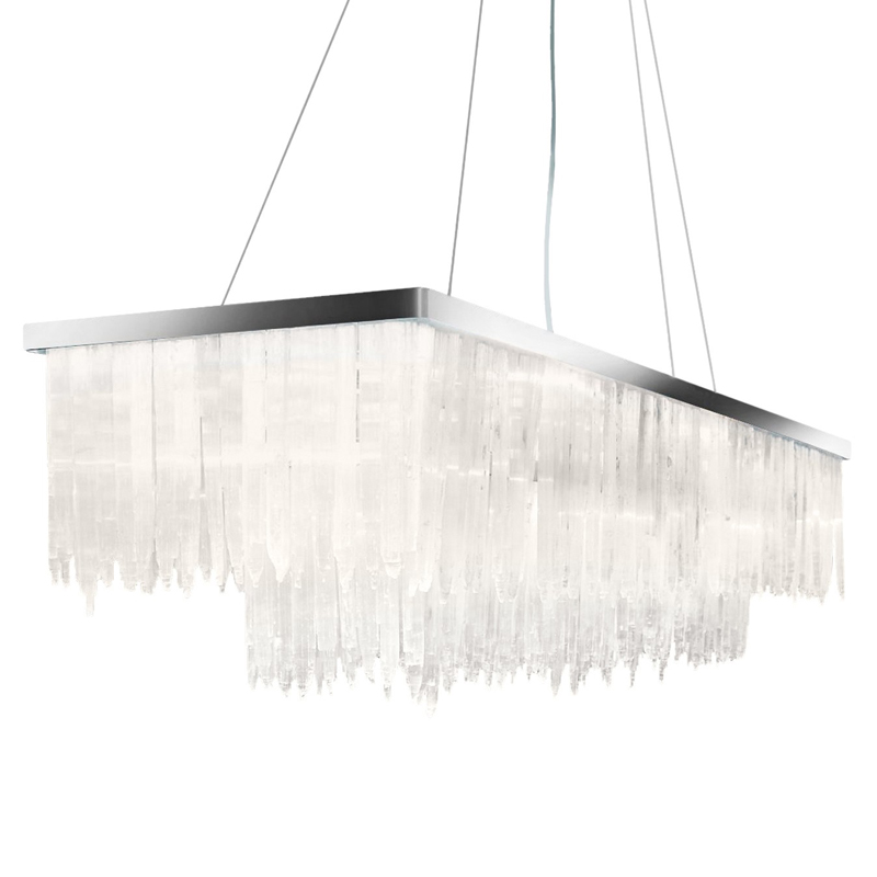 Люстра LAMP SELENITE RECT chromium 130 Прозрачный белый Хром Люстра LAMP SELENITE RECT chromium 130 Прозрачный белый Хром в Тюмени | Loft Concept