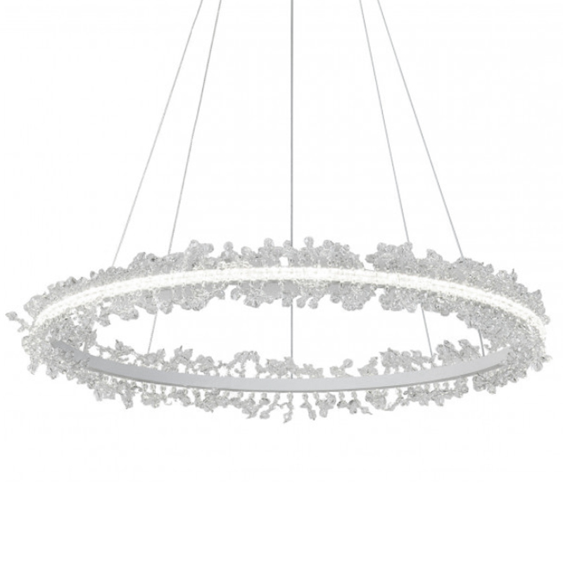 Crystal round chandelier Светильник Белое Кольцо из Хрусталя Прозрачный Латунь Crystal round chandelier Светильник Белое Кольцо из Хрусталя Прозрачный Латунь в Тюмени | Loft Concept