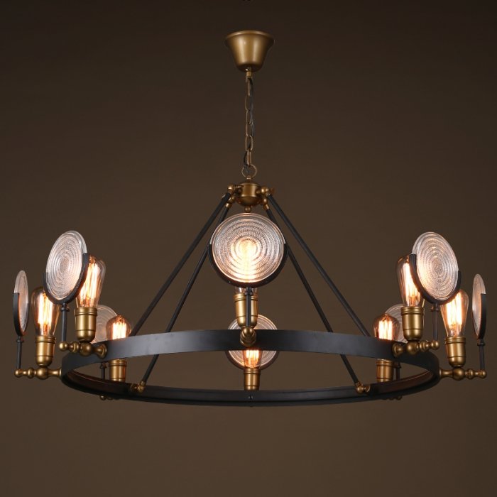Люстра GASLIGHT LENS Chandelier 8 Черный Люстра GASLIGHT LENS Chandelier 8 Черный в Тюмени | Loft Concept