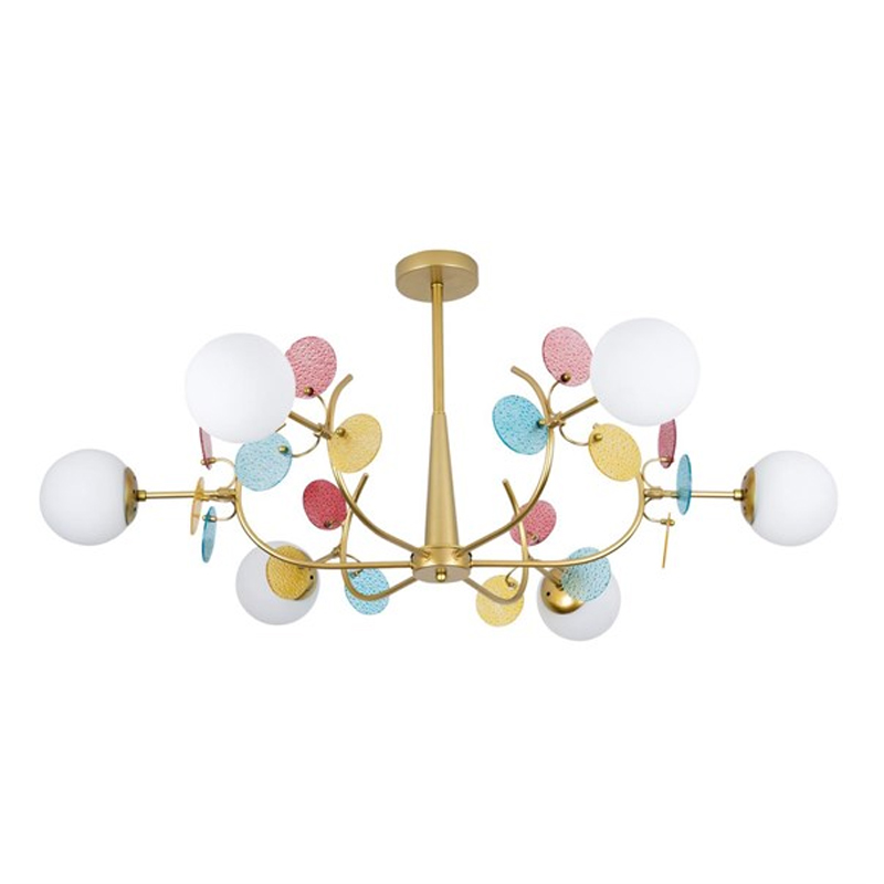 Люстра для низкого потолка MATISSE Multi glass 6 плафонов Золотой Латунь Люстра для низкого потолка MATISSE Multi glass 6 плафонов Золотой Латунь в Тюмени | Loft Concept