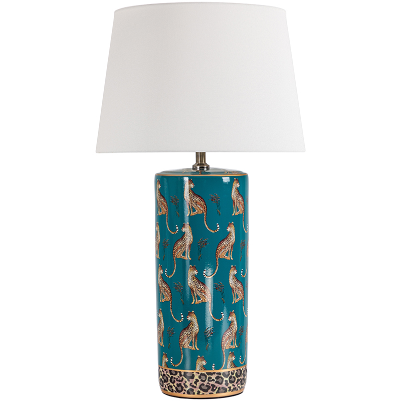 Настольная лампа с абажуром Leopard Lampshade Emerald Изумрудный Белый Коричневый Настольная лампа с абажуром Leopard Lampshade Emerald Изумрудный Белый Коричневый в Тюмени | Loft Concept