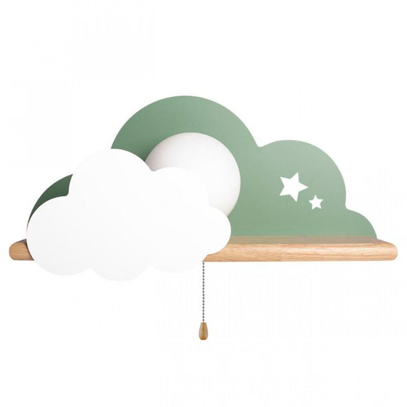 Бра с полкой зелёное Облако Wall Lamp Green Cloud Зеленый Древесина Бра с полкой зелёное Облако Wall Lamp Green Cloud Зеленый Древесина в Тюмени | Loft Concept