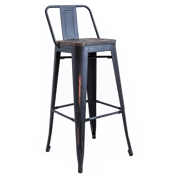 Барный стул Tolix Bar Stool Wood Черный матовый Барный стул Tolix Bar Stool Wood Черный матовый в Тюмени | Loft Concept