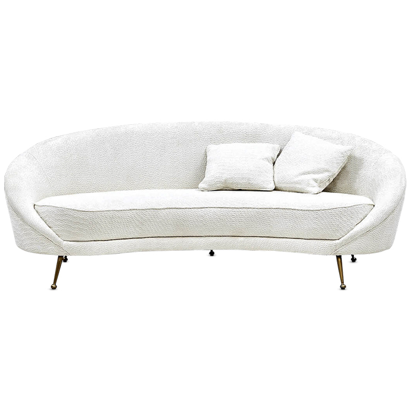 Диван с обивкой из ткани букле Manuel Sofa Белый Белый Латунь Диван с обивкой из ткани букле Manuel Sofa Белый Белый Латунь в Тюмени | Loft Concept