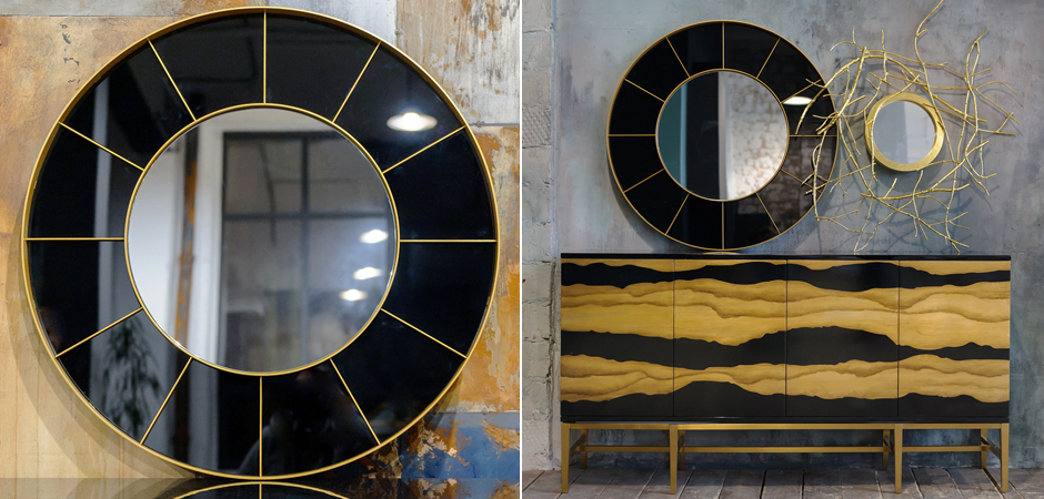 Зеркало Sectors Circle Mirror black Зеркало Sectors Circle Mirror black - Loft-Concept в Тюмени