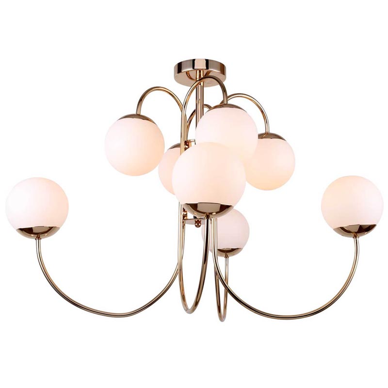 Люстра Gooseneck Pelle Chandelier 8 lamp Белое матовое стекло Глянцевое золото Люстра Gooseneck Pelle Chandelier 8 lamp Белое матовое стекло Глянцевое золото в Тюмени | Loft Concept