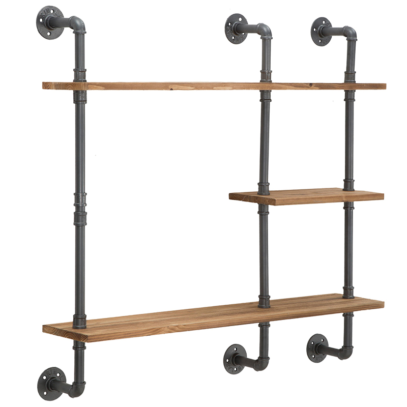 Полка Industrial Wood Metal Shelf Коричневый Серый Полка Industrial Wood Metal Shelf Коричневый Серый в Тюмени | Loft Concept