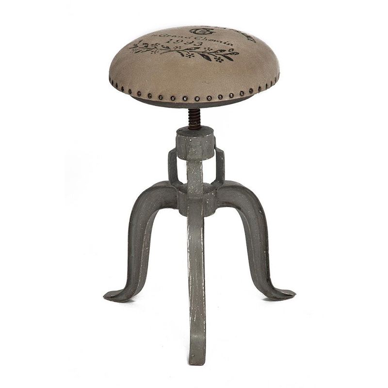 Барный стул Antique Metal Bar Stool Серый Бежево-серый Барный стул Antique Metal Bar Stool Серый Бежево-серый в Тюмени | Loft Concept
