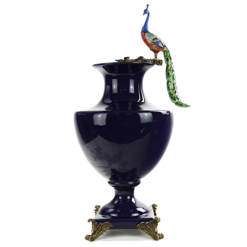 Ваза Selenia Blue Vase Peacock Темно-синий Бронза Ваза Selenia Blue Vase Peacock Темно-синий Бронза в Тюмени | Loft Concept