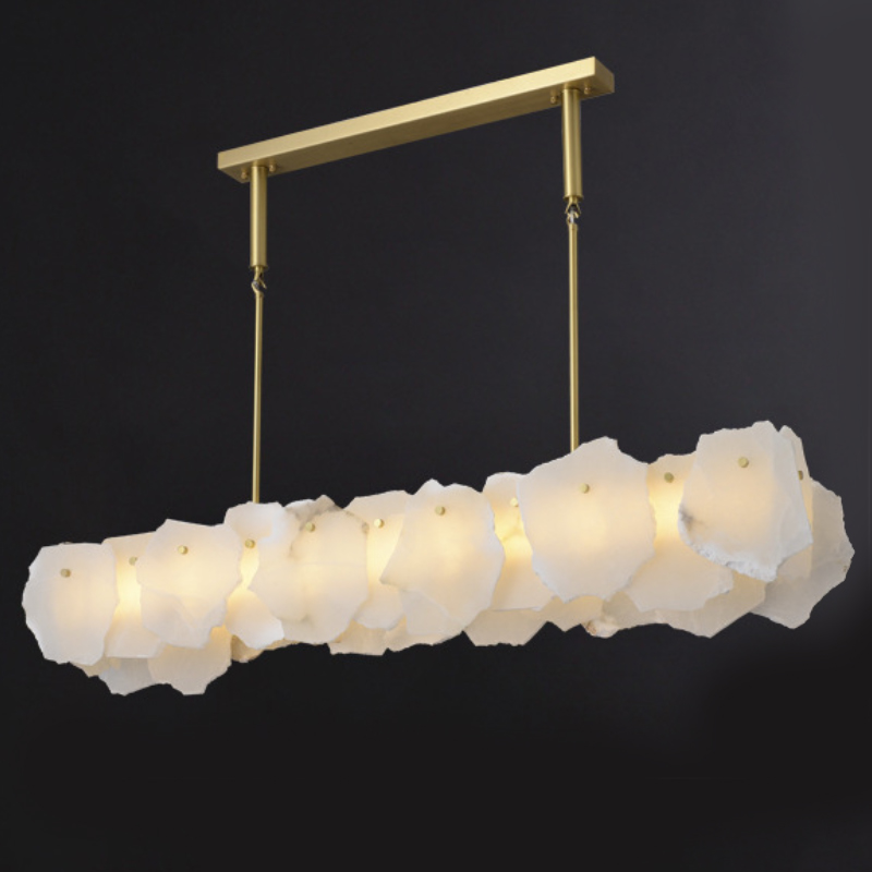Люстра Lucretia Marble Rectangular Chandelier Латунь Белый Мрамор Bianco Люстра Lucretia Marble Rectangular Chandelier Латунь Белый Мрамор Bianco в Тюмени | Loft Concept