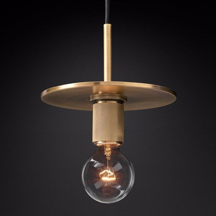 Подвесной светильник RH Utilitaire Disk Shade Pendant Brass Латунь Прозрачное Стекло Подвесной светильник RH Utilitaire Disk Shade Pendant Brass Латунь Прозрачное Стекло в Тюмени | Loft Concept