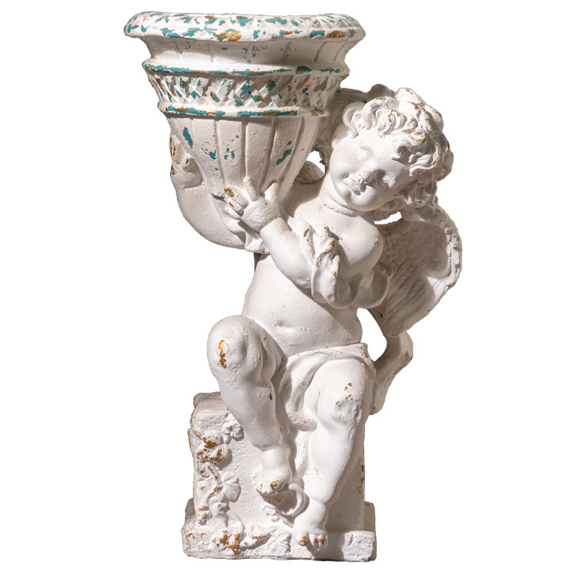 Кашпо Angel with Flowerpot Provence Белый Бирюзовый Золотой Кашпо Angel with Flowerpot Provence Белый Бирюзовый Золотой в Тюмени | Loft Concept