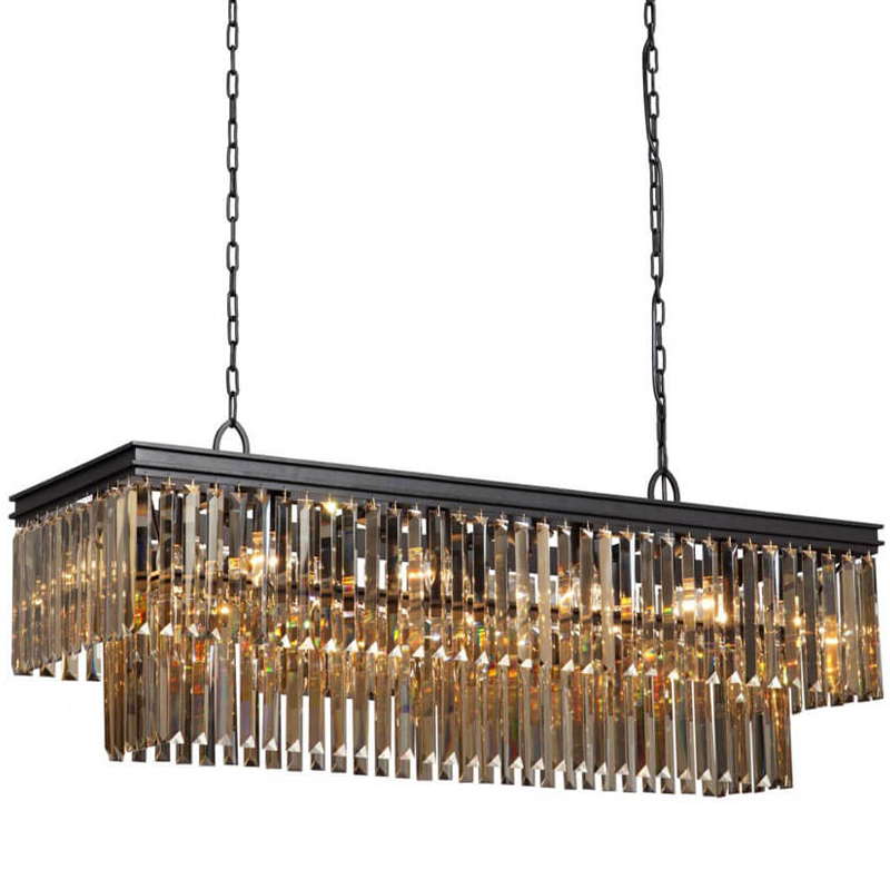 Люстра Odeon Amber Glass Rectangular Chandelier Black iron Янтарное стекло длина 120 Черный матовый Люстра Odeon Amber Glass Rectangular Chandelier Black iron Янтарное стекло длина 120 Черный матовый в Тюмени | Loft Concept