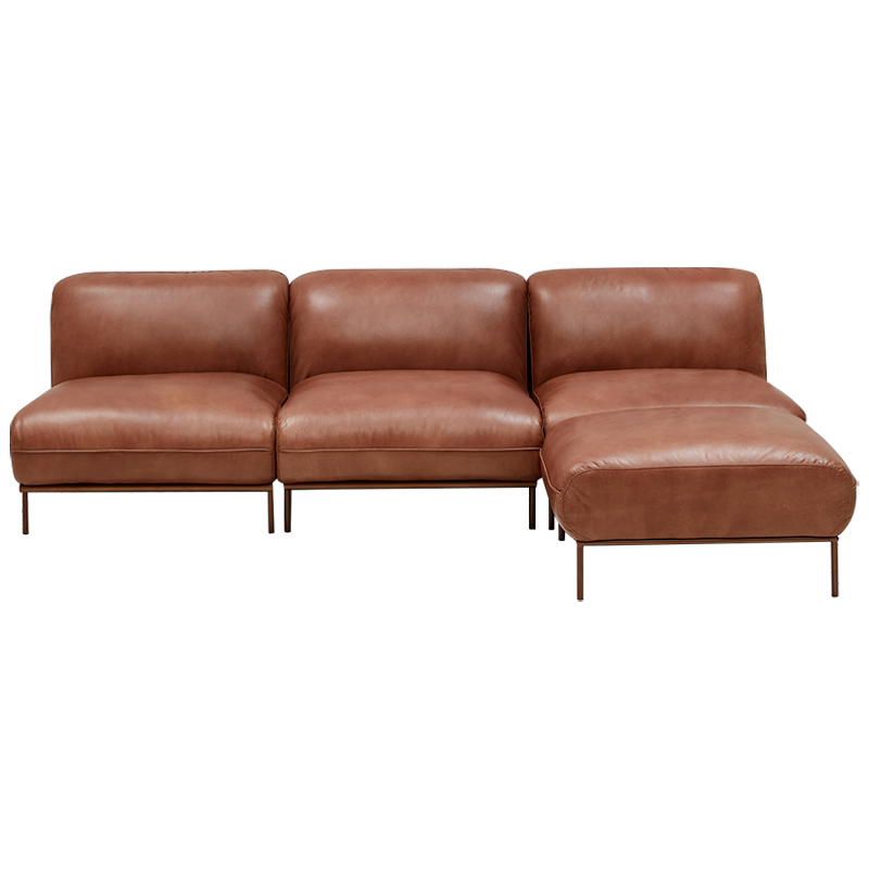 Угловой кожаный диван Macaire Leather Sofa Коричневый Угловой кожаный диван Macaire Leather Sofa Коричневый в Тюмени | Loft Concept