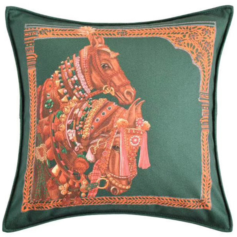 Декоративная подушка Hermes Horse 44 Зеленый Оранжевый Декоративная подушка Hermes Horse 44 Зеленый Оранжевый в Тюмени | Loft Concept