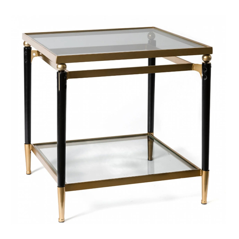 Приставной столик Black & Gold Table two-tier Черный матовое золото Приставной столик Black & Gold Table two-tier Черный матовое золото в Тюмени | Loft Concept