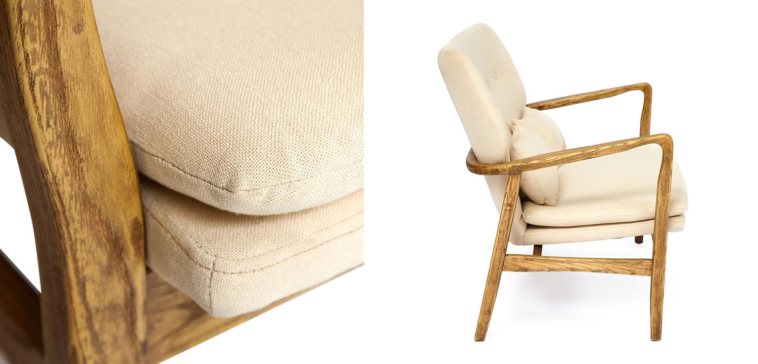 Диван с каркасом из массива дерева Makeshift sofa beige  - фото