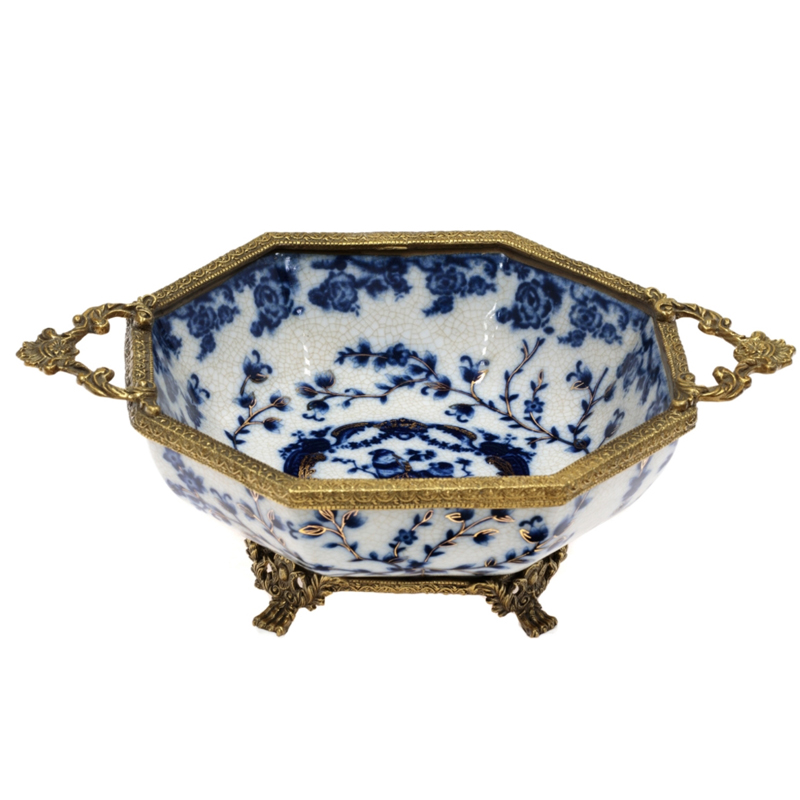 Чаша Bronze Edging Bowl Синий Белый Бронза Чаша Bronze Edging Bowl Синий Белый Бронза в Тюмени | Loft Concept