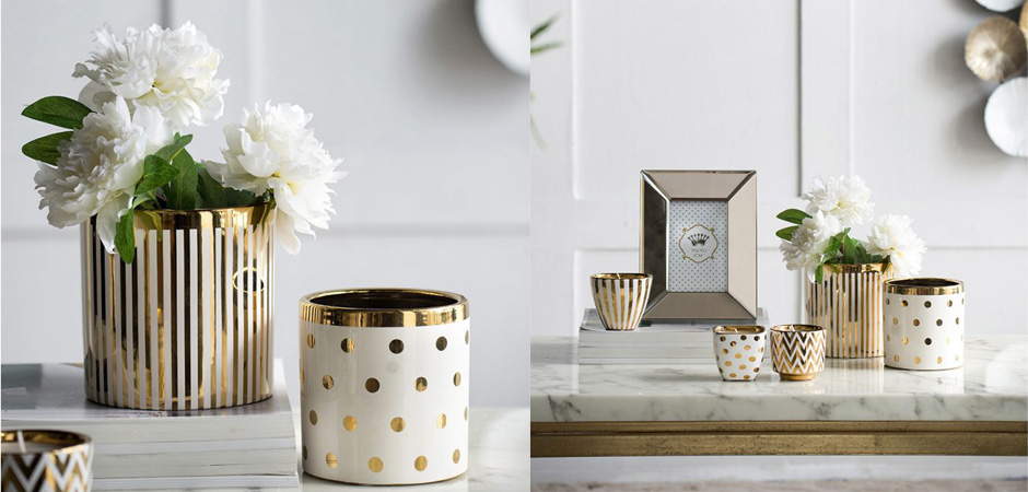 Ваза Gold & White Stripes Ваза Gold & White Stripes - Loft-Concept в Тюмени