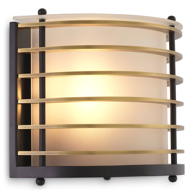 Бра Eichholtz Wall Lamp Logan Черный Латунь Белое матовое стекло Бра Eichholtz Wall Lamp Logan Черный Латунь Белое матовое стекло в Тюмени | Loft Concept