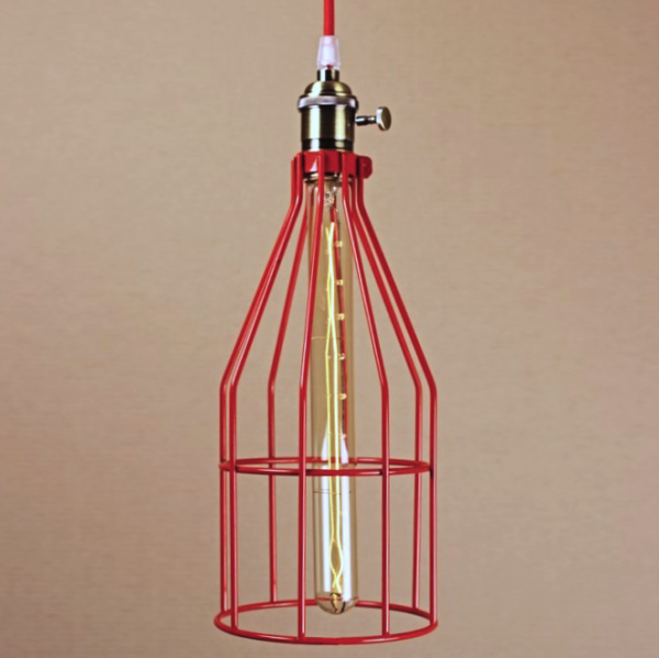 Подвесной светильник Wire Cage Pendant Twix Red Красный Подвесной светильник Wire Cage Pendant Twix Red Красный в Тюмени | Loft Concept