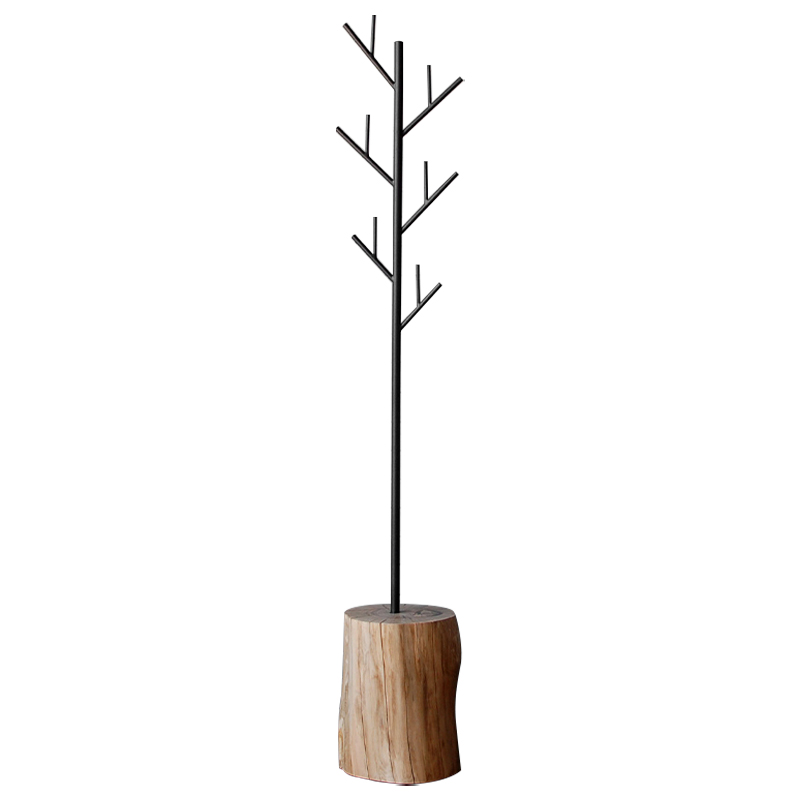 Вешалка Metal Branches and Stump Floor Hanger Black Черный Светлый дуб Вешалка Metal Branches and Stump Floor Hanger Black Черный Светлый дуб в Тюмени | Loft Concept