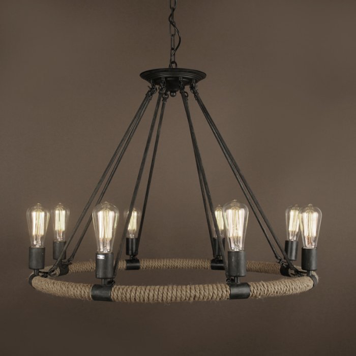 Люстра Round Tube Loft Rope Light Черный Люстра Round Tube Loft Rope Light Черный в Тюмени | Loft Concept