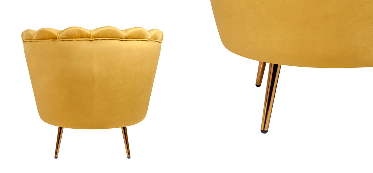 Кресло велюр желтый Yellow Flower - фото №1